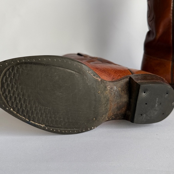 Vintage Lucchese Brown Leather Cowboy Boots - Picture 9 of 13